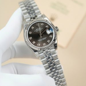 Rolex DateJust Lady Fake 11 Mặt Xám Cọc Số Đính Đá 31mm (2)