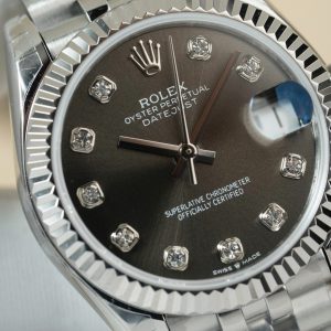 Rolex DateJust Lady Fake 11 Mặt Xám Cọc Số Đính Đá 31mm (2)