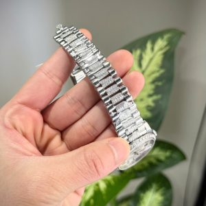 Rolex Day-Date Chế Tác Mặt Thiên Thạch Độ Cọc Số + Dây Đeo Kim Cương Moissanite 40mm (2)