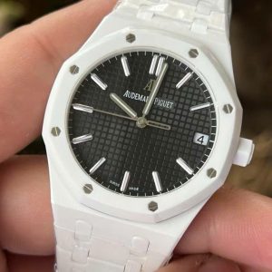 Đồng Hồ Audemars Piguet Rep 11 Royal Oak 15500 Vỏ Gốm Trắng Mặt đEN 41mm (3)