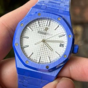 Đồng Hồ Audemars Piguet Rep 11 Royal Oak 15500 Vỏ Gốm Xanh Mặt Trắng 41mm (9)