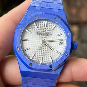 Đồng Hồ Audemars Piguet Rep 11 Royal Oak 15500 Vỏ Gốm Xanh Mặt Trắng 41mm (9)
