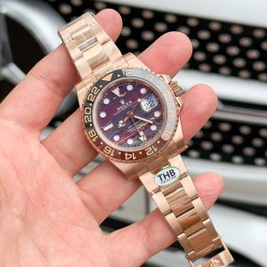 Đồng Hồ Rolex GMT Master II Root Beer Chế Tác Mặt Số Đá Mắt Hổ Nhà Máy THB 40mm (5)