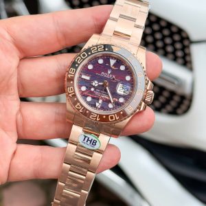 Đồng Hồ Rolex GMT Master II Root Beer Chế Tác Mặt Số Đá Mắt Hổ Nhà Máy THB 40mm (5)