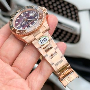 Đồng Hồ Rolex GMT Master II Root Beer Chế Tác Mặt Số Đá Mắt Hổ Nhà Máy THB 40mm (5)