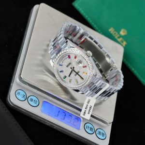 Rolex Day-Date Cọc Số 7 Màu Chế Tác Đính Kim Cương Nhân Tạo Xưởng GM 40mm (2)