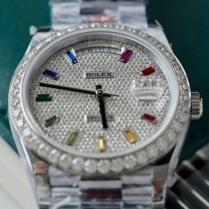 Rolex Day-Date Cọc Số 7 Màu Chế Tác Đính Kim Cương Nhân Tạo Xưởng GM 40mm (2)