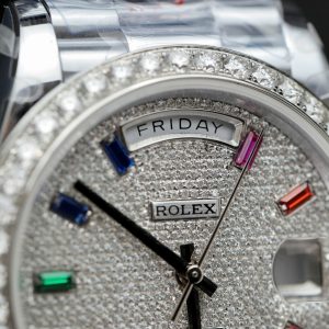Rolex Day-Date Cọc Số 7 Màu Chế Tác Đính Kim Cương Nhân Tạo Xưởng GM 40mm (2)