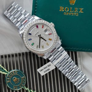 Rolex Day-Date Cọc Số 7 Màu Chế Tác Đính Kim Cương Nhân Tạo Xưởng GM 40mm (2)