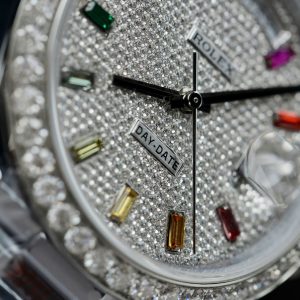 Rolex Day-Date Cọc Số 7 Màu Chế Tác Đính Kim Cương Nhân Tạo Xưởng GM 40mm (2)