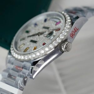 Rolex Day-Date Cọc Số 7 Màu Chế Tác Đính Kim Cương Nhân Tạo Xưởng GM 40mm (2)