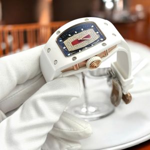 Đồng Hồ Richard Mille RM07 Gốm Trắng Nữ Mặt Số Đính Đá Máy Cơ Automatic Replica 11 36mm (4)