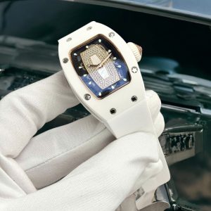 Đồng Hồ Richard Mille RM07 Gốm Trắng Replica 11 Dây Cao Su Máy Cơ Automatic 36mm (4)