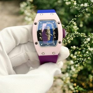 Đồng Hồ Richard Mille Replica Nữ Dây Cao Su RM07-01 Pastel Pink Vỏ Gốm Máy Cơ Automatic 36mm (7)