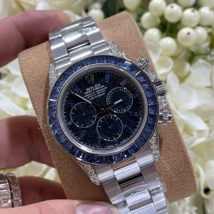 Đồng Hồ Rolex Daytona 126599TSA Bọc Vàng Trắng 18K Đá Sapphire Xanh Tự Nhiên 40mm (7)