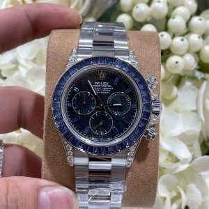 Đồng Hồ Rolex Daytona 126599TSA Bọc Vàng Trắng 18K Đá Sapphire Xanh Tự Nhiên 40mm (8)