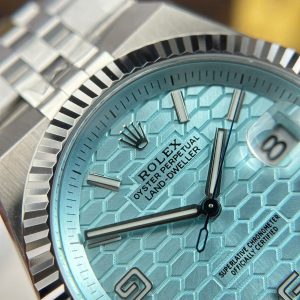 Đồng Hồ Rolex Land-Dweller 127336 Mặt Số Ice Blue Họa Tiết Tổ Ong Replica Cao Cấp 40mm (1)