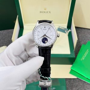 Đồng Hồ Rolex Nam Dây Da Rep 11 Cellini Moonphase Mặt Số Trắng 39mm (1)