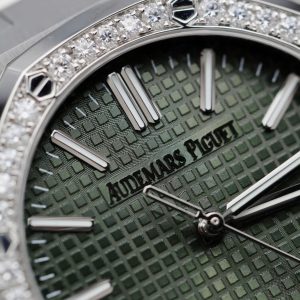 Audemars Piguet Replica 11 Royal Oak 15510ST Mặt Xanh Lá Cây Viền Độ Kim Cương Moissanite 41mm (2)
