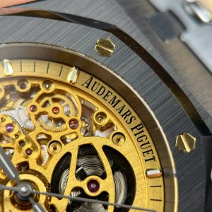 Audemars Piguet Royal Oak 15416 Rep Cao Cấp Mặt Lộ Cơ Màu Vàng Vỏ Gốm Đen Nhà Máy THB 41mm (2)