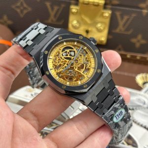 Audemars Piguet Royal Oak 15416 Rep Cao Cấp Mặt Lộ Cơ Màu Vàng Vỏ Gốm Đen Nhà Máy THB 41mm (2)