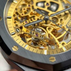 Audemars Piguet Royal Oak 15416 Rep Cao Cấp Mặt Lộ Cơ Màu Vàng Vỏ Gốm Đen Nhà Máy THB 41mm (2)