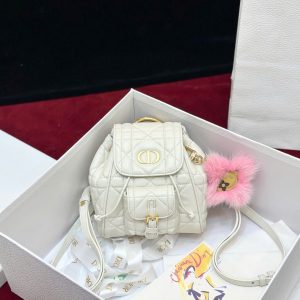 Ba Lô Nữ Dior Caro Mini Màu Trắng Like Auth 18cm (2)
