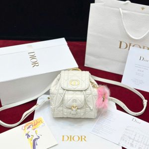 Ba Lô Nữ Dior Caro Mini Màu Trắng Like Auth 18cm (2)