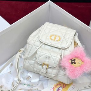 Ba Lô Nữ Dior Caro Mini Màu Trắng Like Auth 18cm (2)