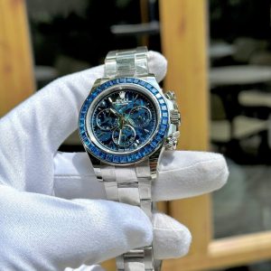 Đồng Hồ Rolex Chế Tác Daytona Arolla Challenge Đính Đá Xanh Blue Máy Thuỵ Sỹ 40mm (7)