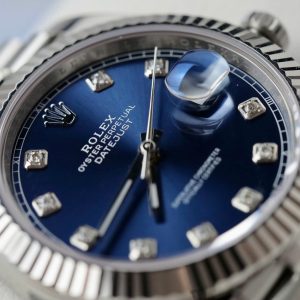 Đồng Hồ Rolex DateJust Replica 11 Mặt Xanh Blue Cọc Số Đính Moissanite Nhà Máy Clean 41mm (2)