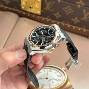 Đồng Hồ Vacheron Constantin Overseas Dual Time 47450 Demi Rose Gold Rep 11 Mặt Đen Xưởng 9F 42mm (2)