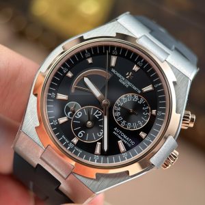 Đồng Hồ Vacheron Constantin Overseas Dual Time 47450 Demi Rose Gold Rep 11 Mặt Đen Xưởng 9F 42mm (2)