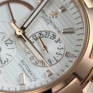 Đồng Hồ Vacheron Constantin Replica 11 Overseas Dual Time 47450 Mạ Vàng Hồng Mặt Trắng Xưởng 9F 42mm (2)