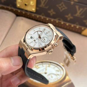 Đồng Hồ Vacheron Constantin Replica 11 Overseas Dual Time 47450 Mạ Vàng Hồng Mặt Trắng Xưởng 9F 42mm (2)