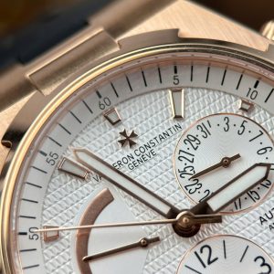 Đồng Hồ Vacheron Constantin Replica 11 Overseas Dual Time 47450 Mạ Vàng Hồng Mặt Trắng Xưởng 9F 42mm (2)