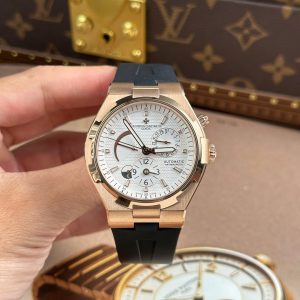 Đồng Hồ Vacheron Constantin Replica 11 Overseas Dual Time 47450 Mạ Vàng Hồng Mặt Trắng Xưởng 9F 42mm (2)