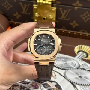 Patek Philippe Nautilus 5712R Replica 11 Mặt Xám Dây Da Nhà Máy PPF V3 40mm (2)