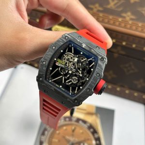 Richard Mille RM35-01 Rafael Nadal Vỏ Carbon NTPT Dây Cao Su Đỏ Replica 11 Xưởng ZF 49,9x43mm (2)