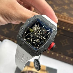 Richard Mille RM35-01 Rafael Nadal Vỏ Carbon NTPT Dây Cao Su Trắng Rep 11 Xưởng ZF 49,9x43mm (2)