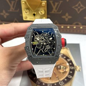 Richard Mille RM35-01 Rafael Nadal Vỏ Carbon NTPT Dây Cao Su Trắng Rep 11 Xưởng ZF 49,9x43mm (2)