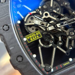 Richard Mille RM35-01 Rafael Nadal Vỏ Carbon NTPT Dây Cao Su Trắng Rep 11 Xưởng ZF 49,9x43mm (2)