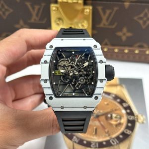 Richard Mille RM35-01 Rafael Nadal Vỏ Carbon NTPT Màu Trắng Replica 11 Xưởng ZF 49,9x43mm (2)