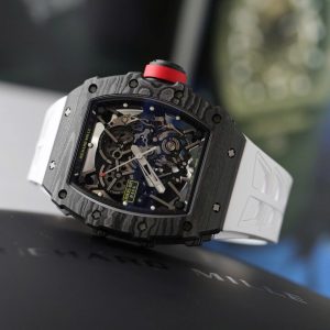 Richard Mille RM35-02 Replica Cao Cấp Vỏ Carbon Siêu Nhẹ Dây Cao Su Màu Trắng Xưởng ZF 44mm (2)