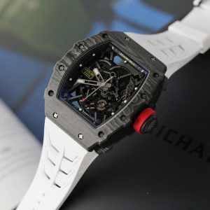 Richard Mille RM35-02 Replica Cao Cấp Vỏ Carbon Siêu Nhẹ Dây Cao Su Màu Trắng Xưởng ZF 44mm (2)