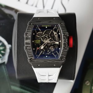 Richard Mille RM35-02 Replica Cao Cấp Vỏ Carbon Siêu Nhẹ Dây Cao Su Màu Trắng Xưởng ZF 44mm (2)