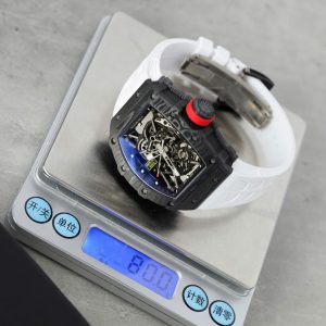 Richard Mille RM35-02 Replica Cao Cấp Vỏ Carbon Siêu Nhẹ Dây Cao Su Màu Trắng Xưởng ZF 44mm (2)