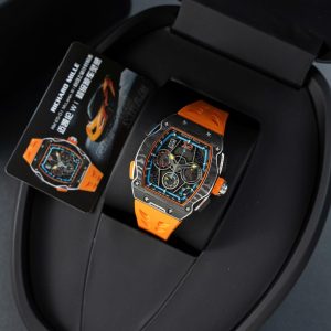 Richard Mille RM65-01 Replica 11 Vỏ Carbon Dây Cao Su Màu Cam 44.5×49 (2)