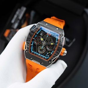 Richard Mille RM65-01 Replica 11 Vỏ Carbon Dây Cao Su Màu Cam 44.5×49 (2)