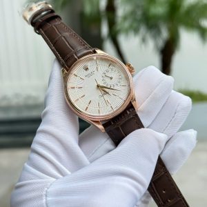 Rolex Cellini 50515 Replica 11 Nam Mặt Trắng Bọc Vàng Hồng 39mm (2)